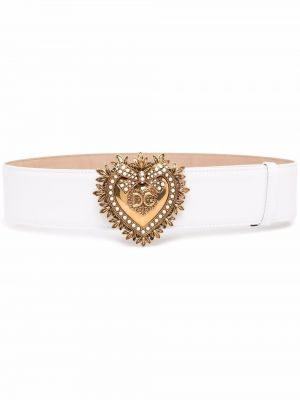 Pásek se srdcovým vzorem Dolce & Gabbana bílý