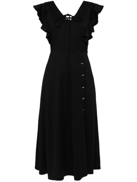 Robe droite à col v B+ab noir