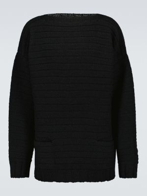 Vlněný svetr s dlouhými rukávy Prada černý
