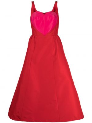 Копринена коктейлна рокля със сърца Carolina Herrera розово