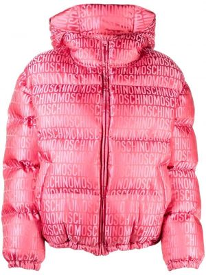 Dūnu jaka ar apdruku Moschino rozā