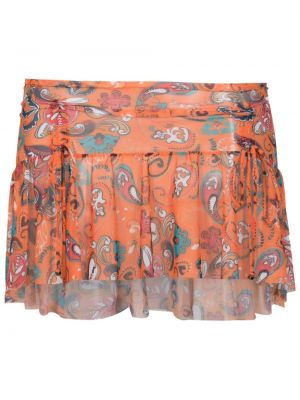 Oranžové mini sukně s potiskem se síťovinou Amir Slama