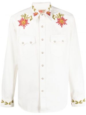Camicia ricamata a fiori Ralph Lauren Rrl bianco