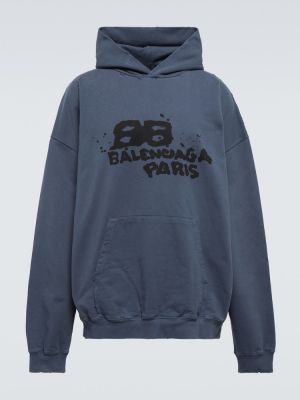 Pamučna hoodie s kapuljačom Balenciaga siva