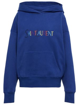 Chemise en coton à capuche Saint Laurent bleu