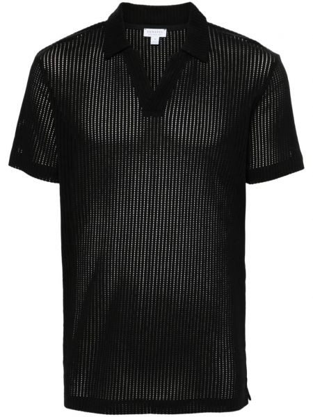 Tīkliņa polo krekls Sunspel melns
