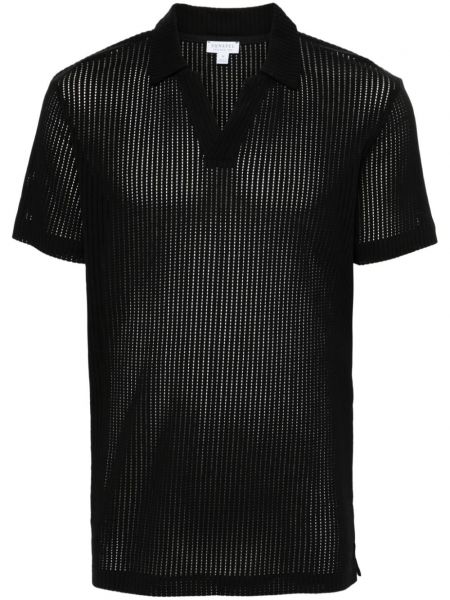 Tricou polo plasă Sunspel negru