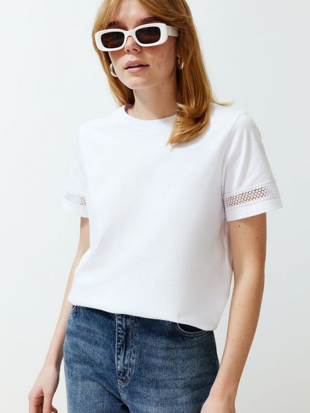 Πλεκτή μπλούζα Trendyol λευκό