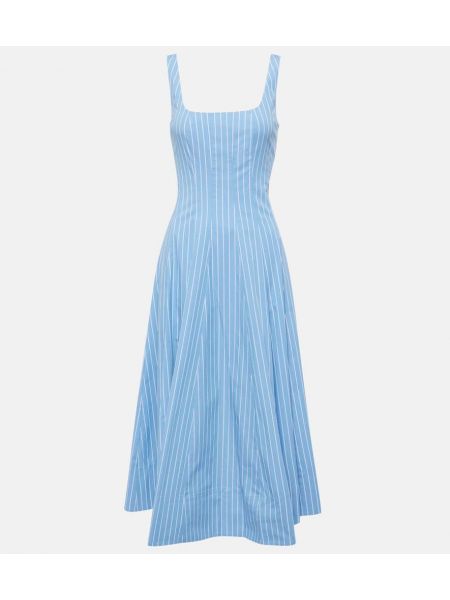 Robe mi-longue en coton Staud bleu