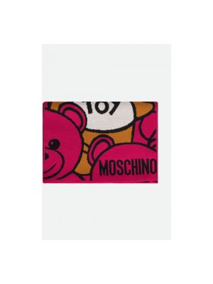 Szal wełniana z nadrukiem Moschino różowa