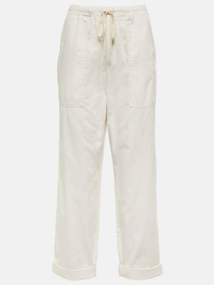 Bombažne žametne kargo hlače iz rebrastega žameta Velvet bela
