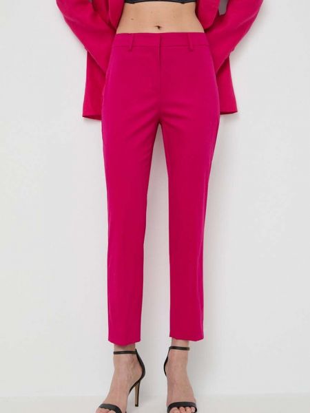 Spodnie slim fit z wysoką talią Weekend Max Mara różowe