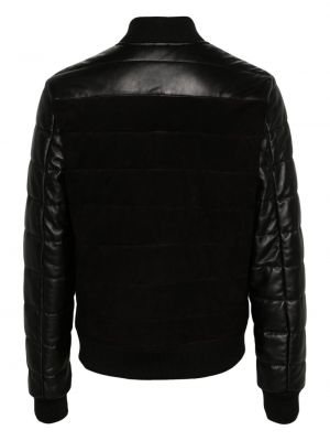 Prošívaná kožená bunda na zip Low Brand černá