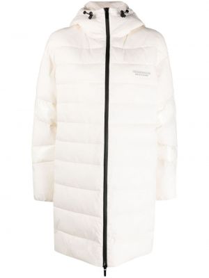 Палто с цип с качулка Armani Exchange бяло