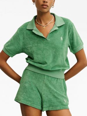 Kokvilnas polo krekls ar izšuvumiem Sporty & Rich zaļš