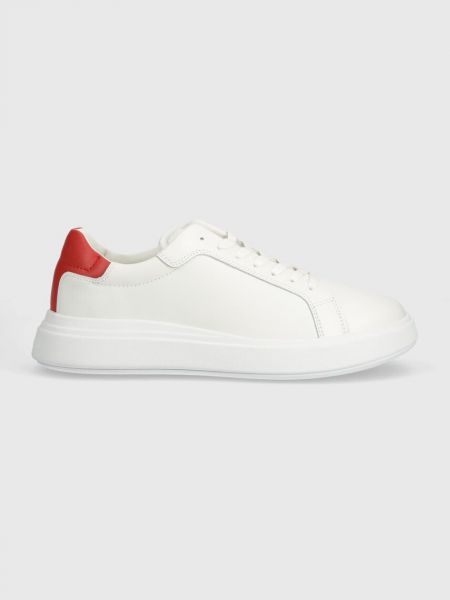 Sneakersy sznurowane koronkowe w jednolitym kolorze Calvin Klein białe