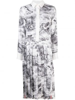 Plisované šaty s potlačou Thom Browne