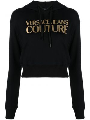 Памучен суичър с качулка Versace Jeans Couture черно