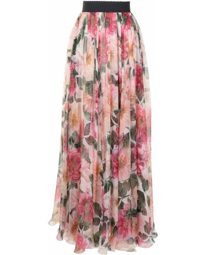 Trykt floral maxi skjørt Dolce & Gabbana rosa