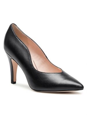 Полуотворени обувки с ток Caprice черно