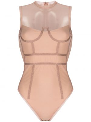 Transparentes body mit stickerei Murmur pink