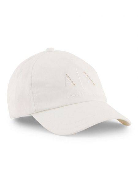 Medvilninis siuvinėtas kepurė su snapeliu Armani Exchange balta