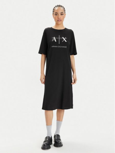 Voľné priliehavé šaty Armani Exchange čierna