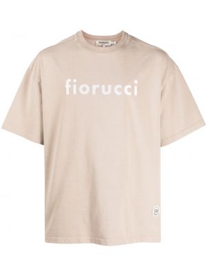Bombažna majica z vezenjem Fiorucci rjava
