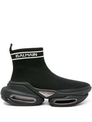Dzianinowe sneakersy na platformie Balmain