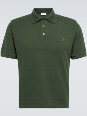 Kokvilnas polo krekls Saint Laurent zaļš