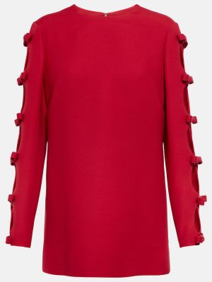 Hodvábny vlnený sveter s mašľou Valentino červená