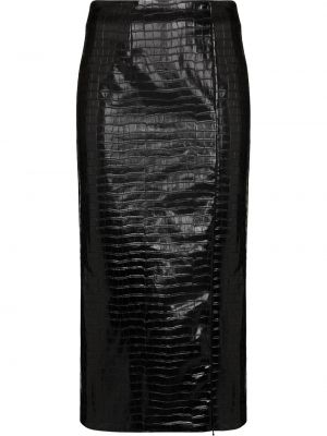 Falda de tubo ajustada de cuero Rotate negro