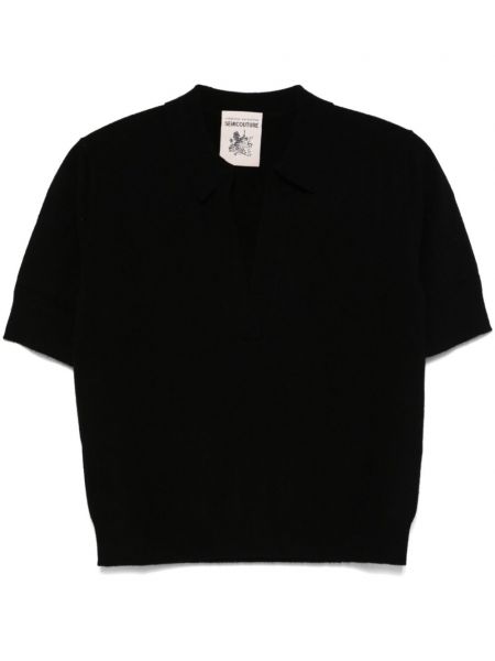 Strikket poloshirt Semicouture sort