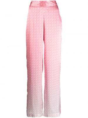Pantaloni de mătase cu motiv cu inimi Casablanca roz