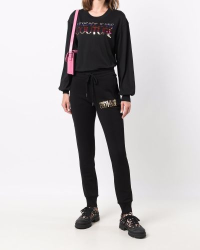 Camiseta con lentejuelas Versace Jeans Couture negro