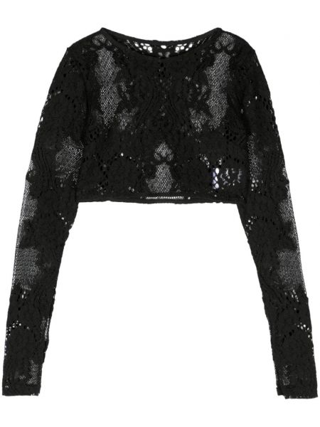 Φλοράλ τοπ με δαντέλα Atu Body Couture μαύρο