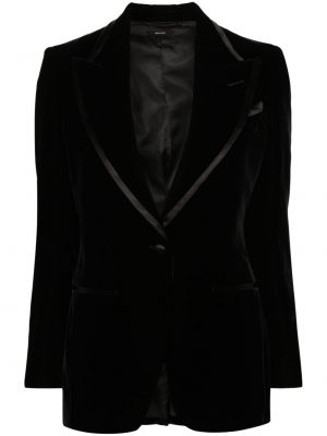 Žametni blazer iz rebrastega žameta Tom Ford črna