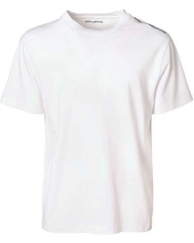 T-shirt bawełniana z printem Paco Rabanne, biały
