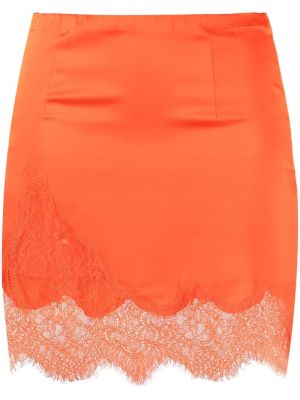 Кружевная юбка мини на шнуровке Patrizia Pepe, оранжевая