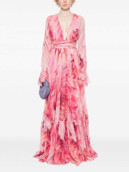 Abendkleid mit print Roberto Cavalli pink