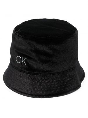Кадифена шапка Calvin Klein черно