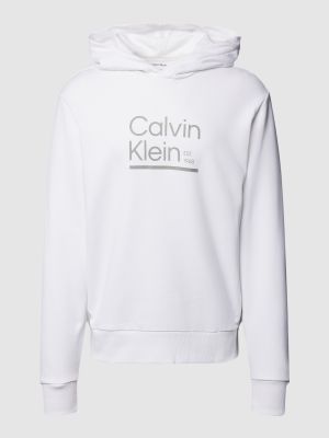 Bluza z kapturem z nadrukiem Ck Calvin Klein biała