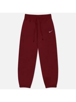 Бордовые флисовые брюки оверсайз Nike
