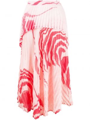 Plisovaná sukňa s potlačou s abstraktným vzorom Thebe Magugu ružová