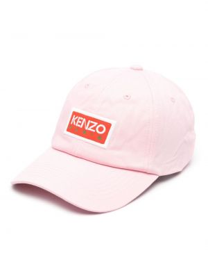Haftowana czapka z daszkiem Kenzo różowa