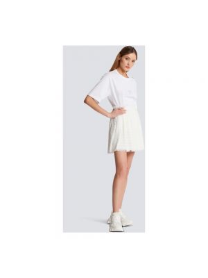 Mini falda con flecos de tweed Balmain blanco