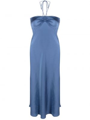 Сатенена вечерна рокля Claudie Pierlot синьо