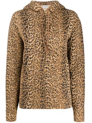 Sudadera con capucha con estampado leopardo Saint Laurent marrón