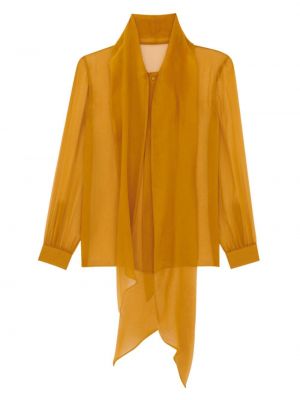 Seiden hemd mit schleife Saint Laurent gelb