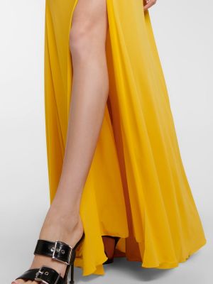 Sukienka długa z dżerseju Alexander Mcqueen żółta